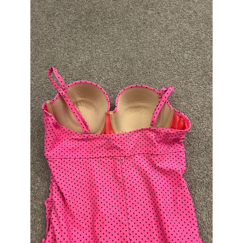 Joe Boxer Swimsuit Women XL Pink Polka Dot Underwire Swim Dress Excellent Ruched - Picture 8 of 9